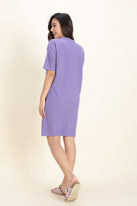 Zivame 2 Mile Fashion Knit Cotton Loungewear Dress - Purple Haze — thumbnail 4